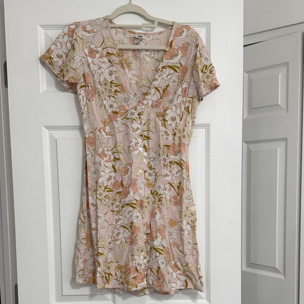 Amuse Society Floral Pink and Green Mini Dress